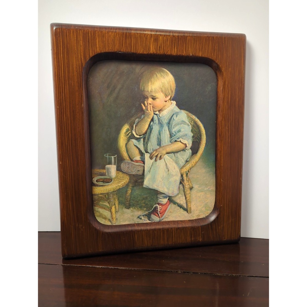 Vintage James Ingwersen Signed Little Girl Gretchen 8x10 Print 11x13 Wood Frame